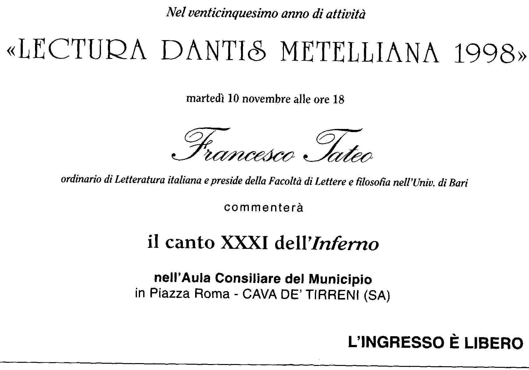 francesco tateo, inf.xxxi
